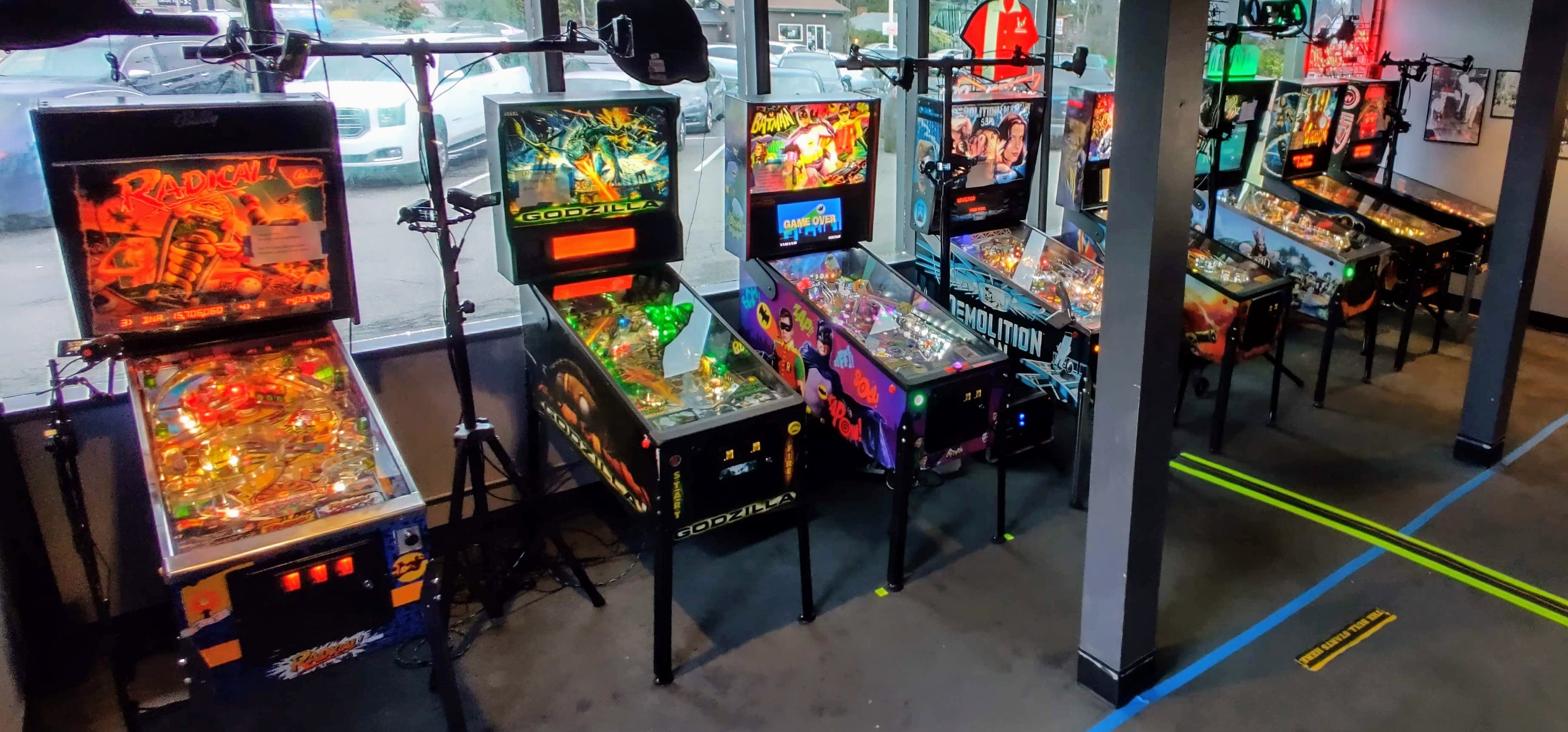 Lineup of Pinball Machines